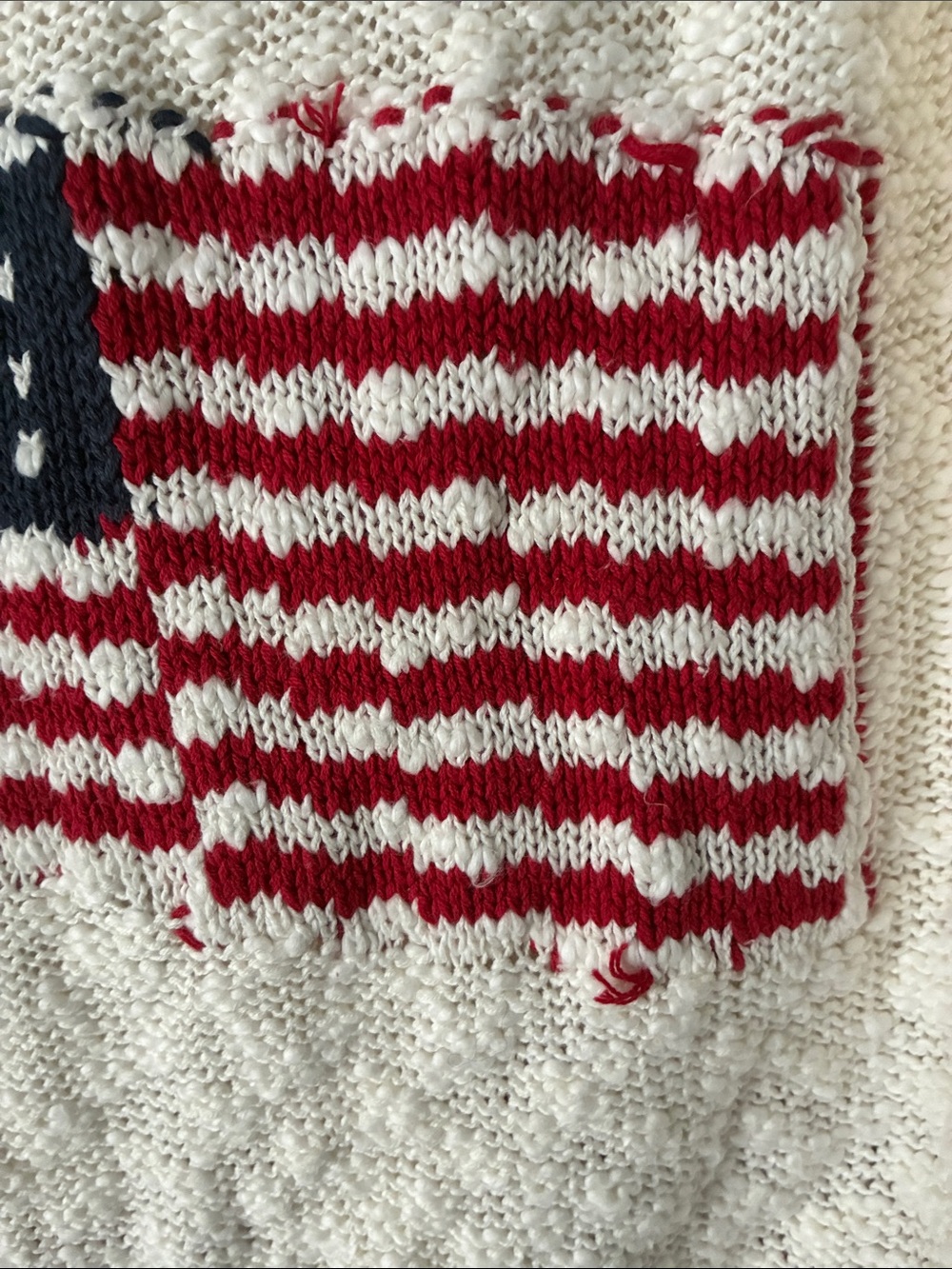 Altar'd State Cream Sweater with Red & Blue Flag Motif - Picture 10 of 11